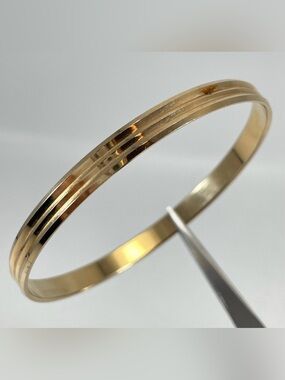 Gold Tone 3 Layer Etched Bangle Bracelet Sarah Engraved Name